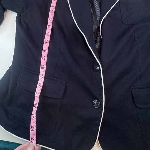 JCP Black Piped Blazer Jacket Women’s 1X Cropped Stretch Knit Office Casual - Picture 8 of 13